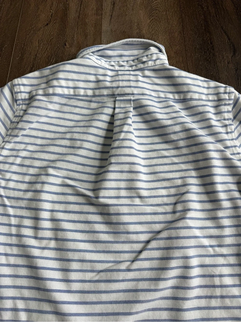 Ralph Lauren White Polo with Light Blue Stripes Knit Oxford Men’s Size Medium